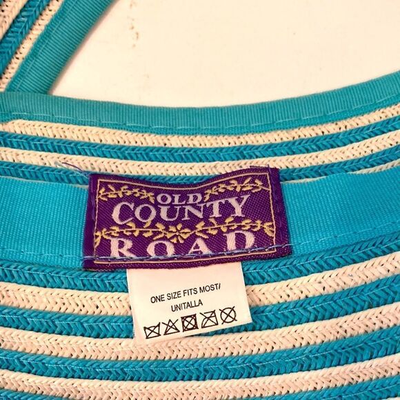 Old County Road Straw Visor Hat Blue and White - Picture 5 of 5